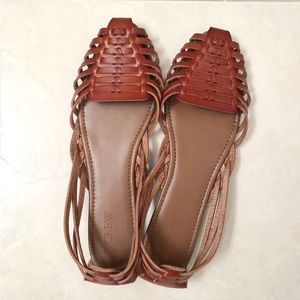 J. Crew Woven Brown Leather Flats Size 9